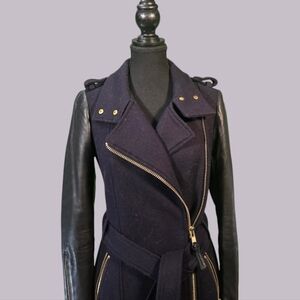 Mackage Winter Coat, XXS, Dark Navy and Leather Black